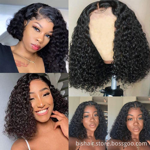 curly short curly hair bob wig Brazilian real human hair 13x4 front lace wig curly curly hair suitable for female pre-attached